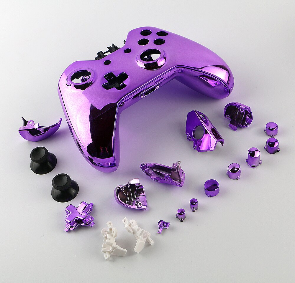 1set di Ricambio Chrome Completa Borsette E Bottoni Mod Kit per Xbox Un Controller Custom Alloggiamento Della Copertura Per Xbox One: A full set purple