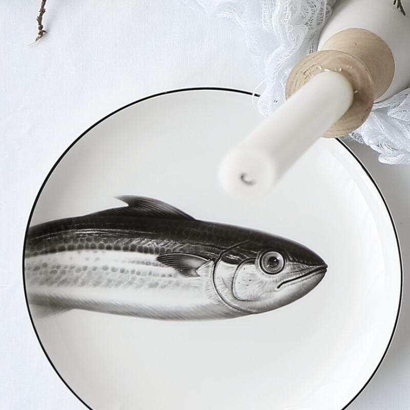 8 * calowy zabawny 3D placki nadruk z kotem płytki talerz dekoracji wnętrz porcelany kostnej stek ciasto naczynia owocowe ceramiczne talerze kuchenne pojemnik