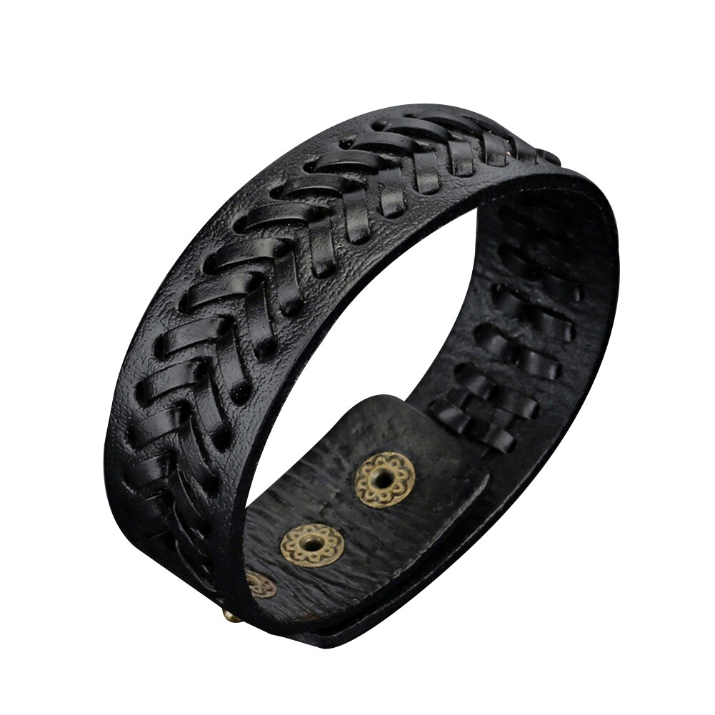 Vintage Mannen Faux Leather Armbanden Brede Gevlochten Armband Manchet Knop Polsband Bangle Mannelijke Pols Band Cadeaus