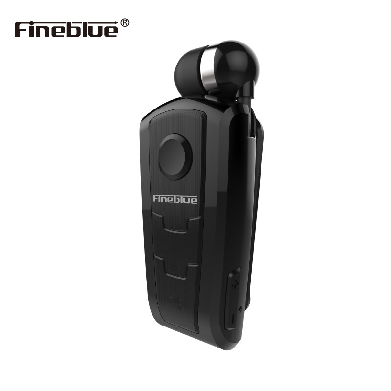 FineBlue F910 Bluetooth Headset - Clip-on, Vibration Alarm, Retractable Cord, Hands-Free Calling