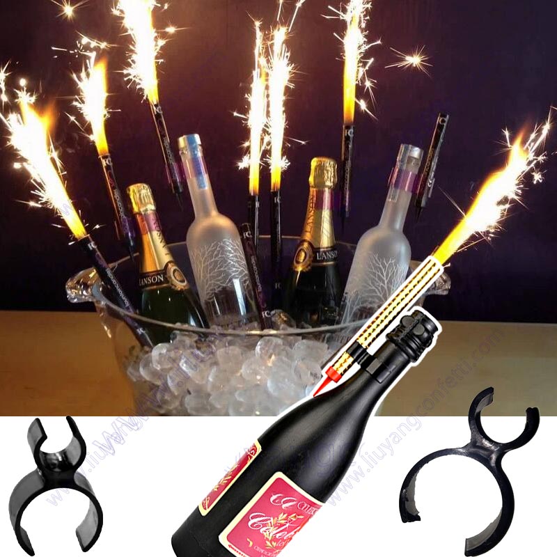Enkele Champagne Fles Verjaardag Kaars Sterretje Vuurwerk Veiligheid Ice Fontein Plastic Clip Houder Night Club Cake Party Wedding