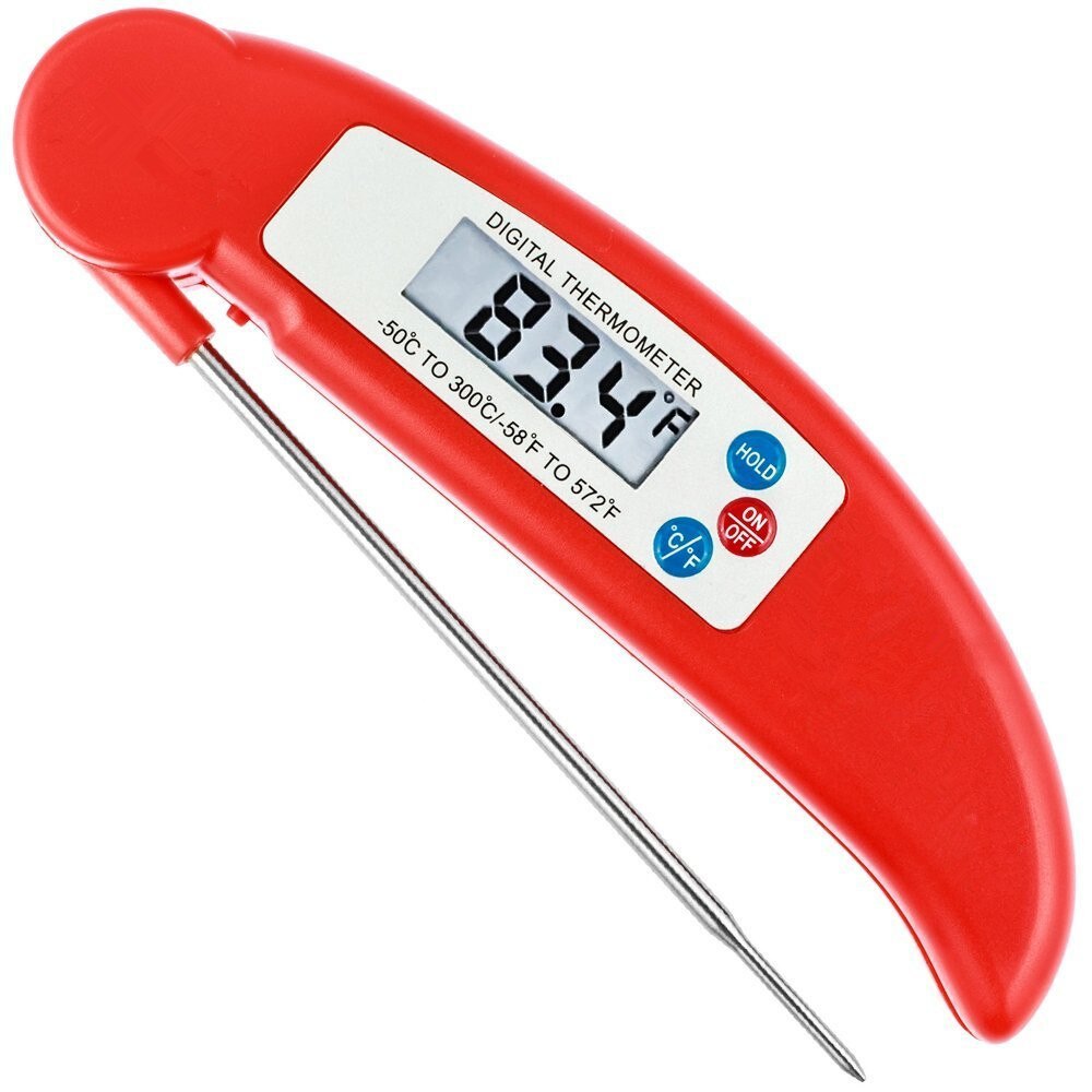 Madlavning bbq stick digital foldesonde grill termometer køkken elektronisk sonde ovn termometer bbq værktøj 4 farver: Rød