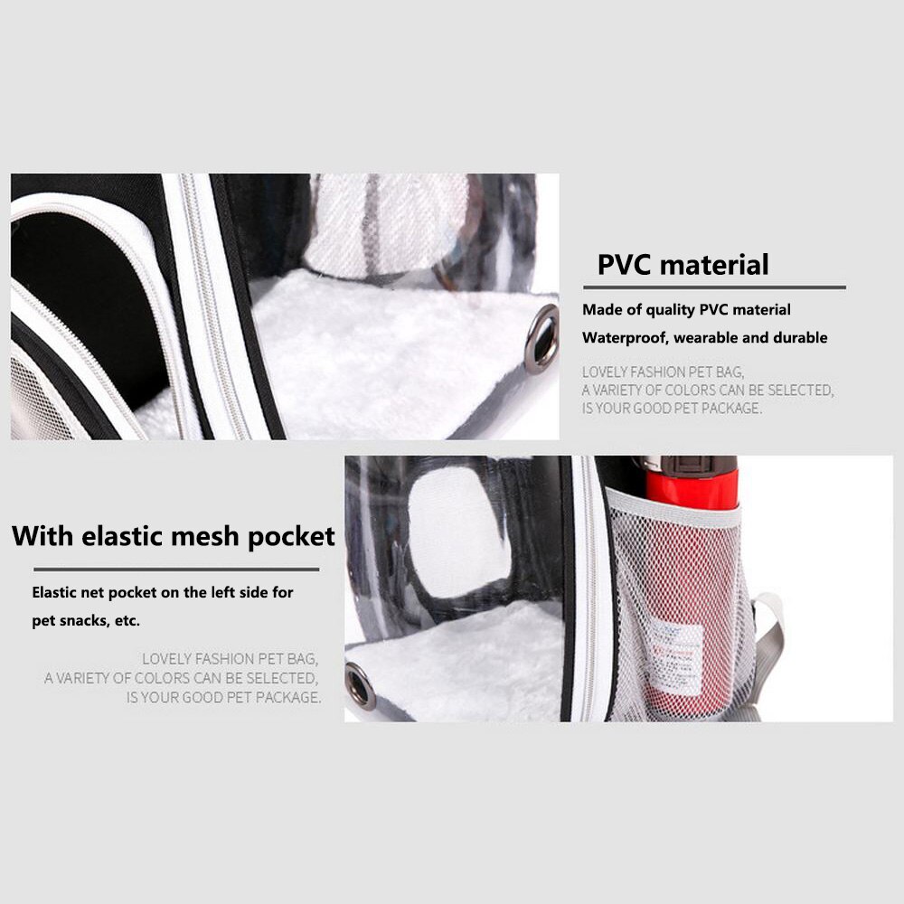 Portable Full Transparent Pet Backpack Three Holes Breathable Dog Cat Outdoor Travel Packbag Zipper Mesh Pet Out Bag