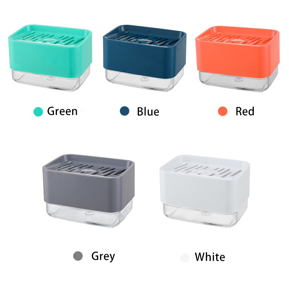 2 In 1 Dish Washing Hand Pump Manual Press Kitchen Sink Soap Dispenser Liquid Storage Detachable Countertop Tidy Sponge Holder