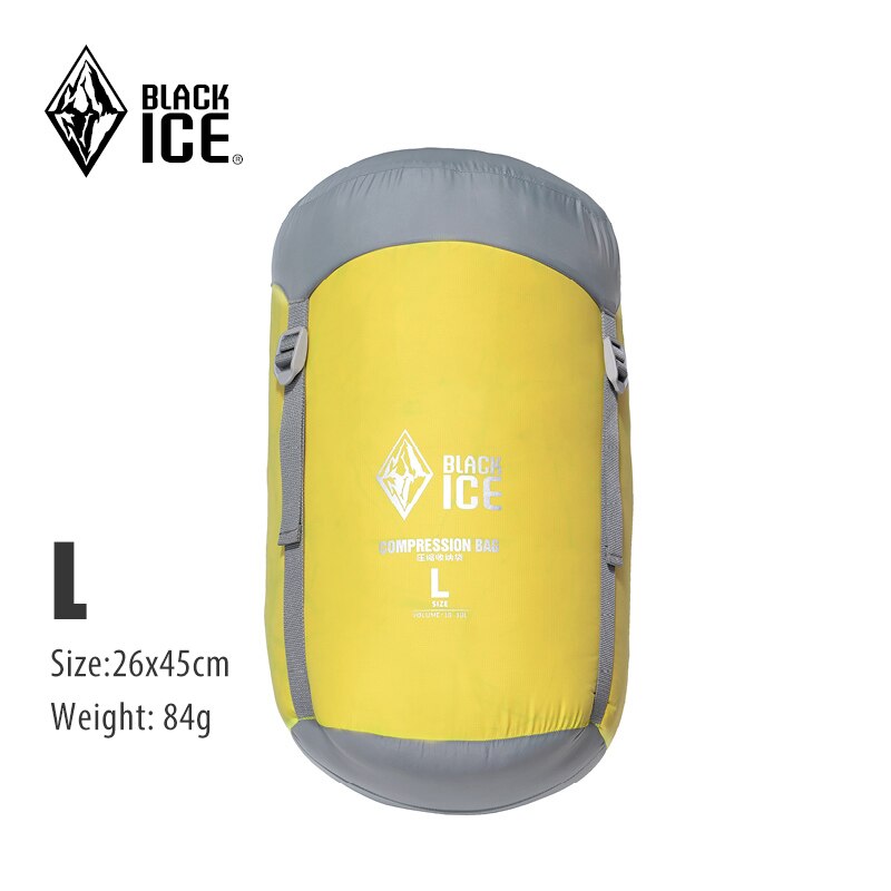 Black Ice Compression Sack Storage Bag Ultralight Down Sleeping Bag Stuff Sack S/M/L for Backpacking Hiking Camping Blackice: L Yellow