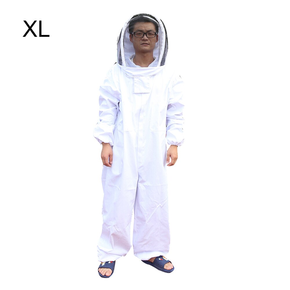 Full Body Beekeeping Clothing Veil Hood Hat Clothes Jacket Protective Beekeeping Suit Beekeepers Bee Suit Safety Clothing: White / XXL