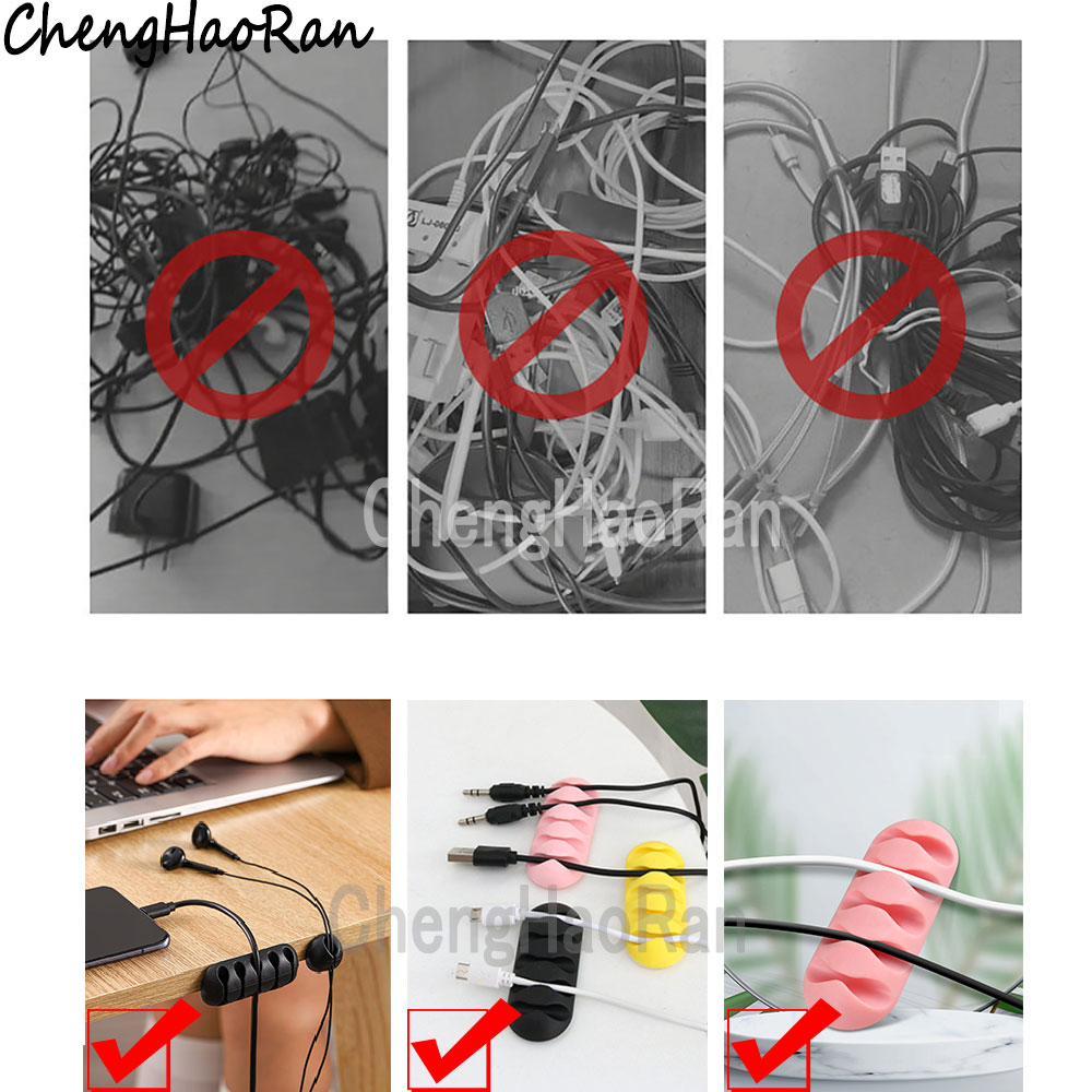 2 Stück Kabelwickler, 5 Anschlüsse für Kopfhörer, Datenkabelmanager, Kabel, Silikon-Organizer, Kabel-Netzkabelwickler, selbstklebender Clip