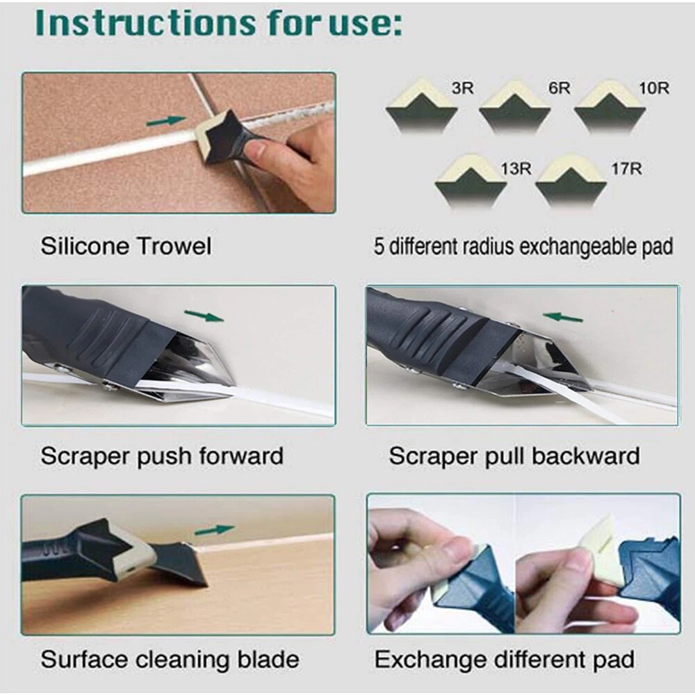 Kit 5 Spatole Per Stuccatura Professionale - Per Sigillanti Silicone E Acrilico, Lisciatura Perfetta - Foto 9