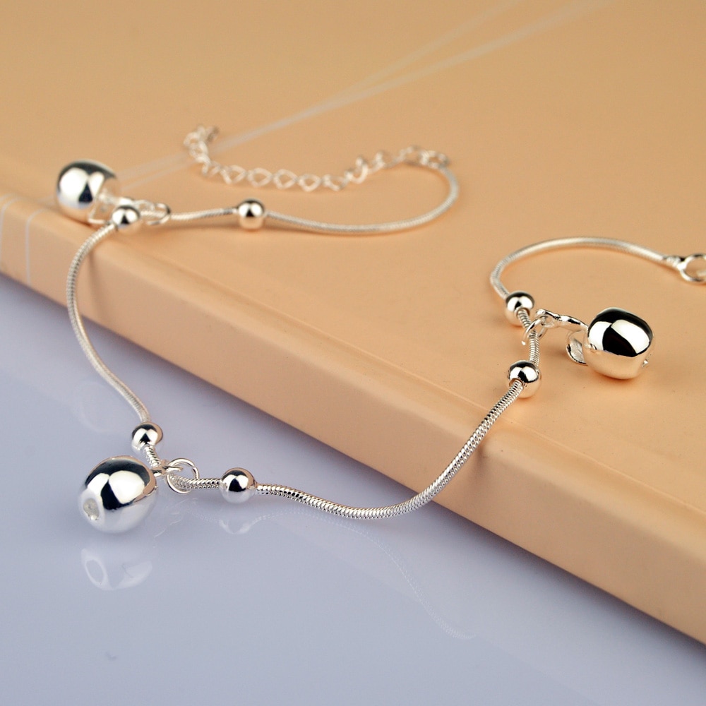 925 Sterling Silver anklets For Women Jewelry foot jewelry anklet barefoot sandals small apple Anklets