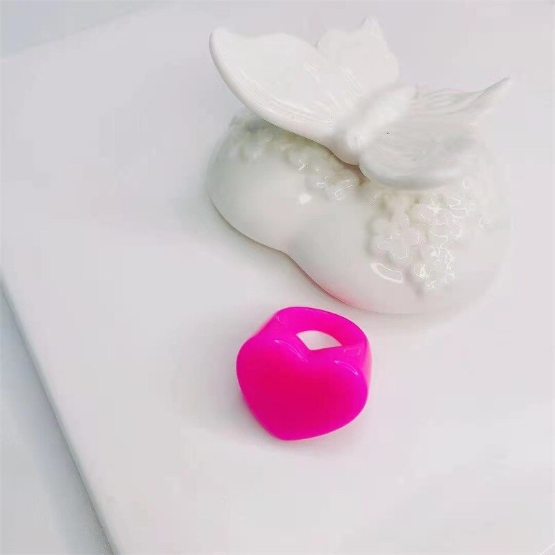Sweet Charm Kleurrijke Hars Hart Hars Acryl Vinger Ringen Voor Vrouwen Meisjes Eenvoudige Zomer Partij Sieraden: 8