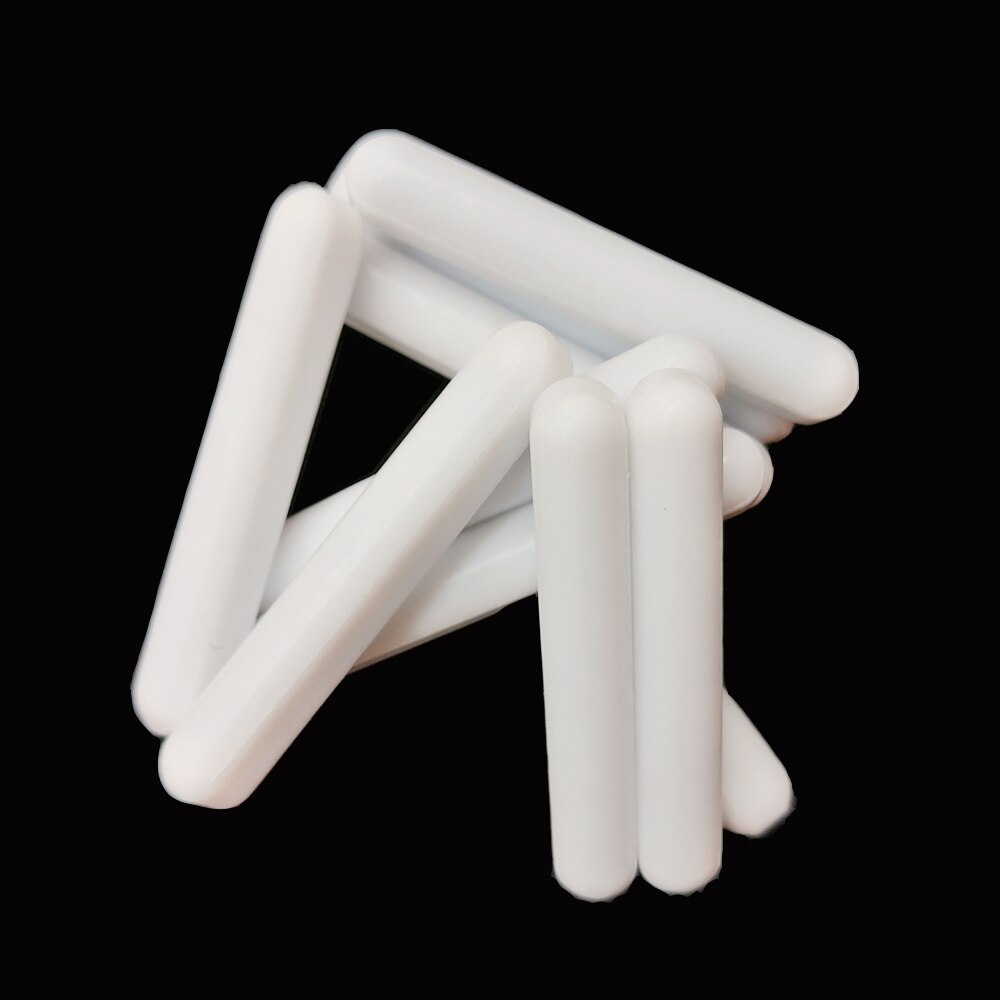 C8 x 50mm ptfe magnetisk omrörare omrörarstavar utan pivotring vanliga omrörande vita spinnstänger, förpackning  of 10 st