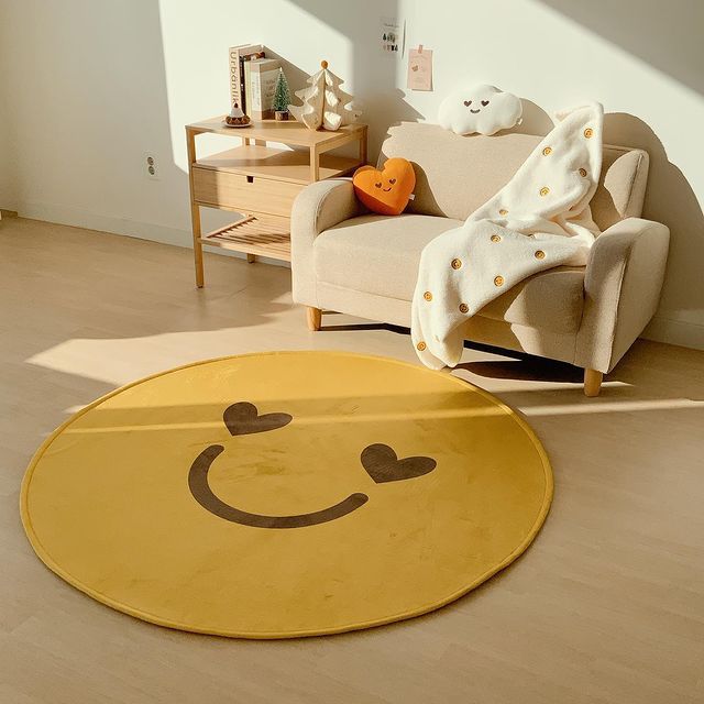 Ins Leuke Tapijt Kind Slaapkamer Decor Gele Smiley Rug Antislip Vloer Pad Thuis Fotografie Kussen Kids Play Mat alfombra Tapis