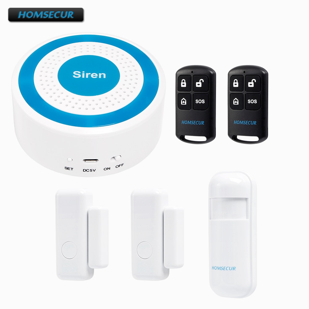 HOMSECUR 433 MHz Draadloze DIY Standalone Alarm Sirene H6-2 125dB multifunctionele Home Security Alarm Systems Kit