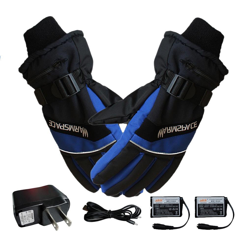 Winter Ski Outdoor Work USB Hand Glove Warmer Electric Heated Gloves With 4000mAh Rechargeable Battery Cycling Motorcycle Gloves: L US Plug
