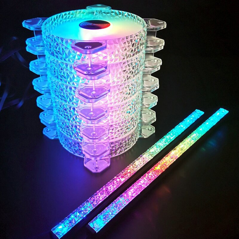 RGB Diamond Facet Case Fans 120mm Ultra-Quiet RGB Chassis Cooling Fans with Remote Controller Speed Adjustable Colorful