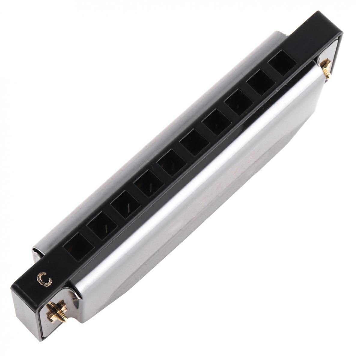 10 gaten 20 Tone Matte Black Harmonica Blues Harp Mondharmonica Rvs Muziekinstrument voor Beginner