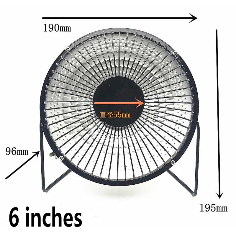 Mini fast Home air Heater solar Infrared 220V 220W Portable Electric Air Heater Warm Fan Desktop for Winter Household Bathroom: 6 inch black