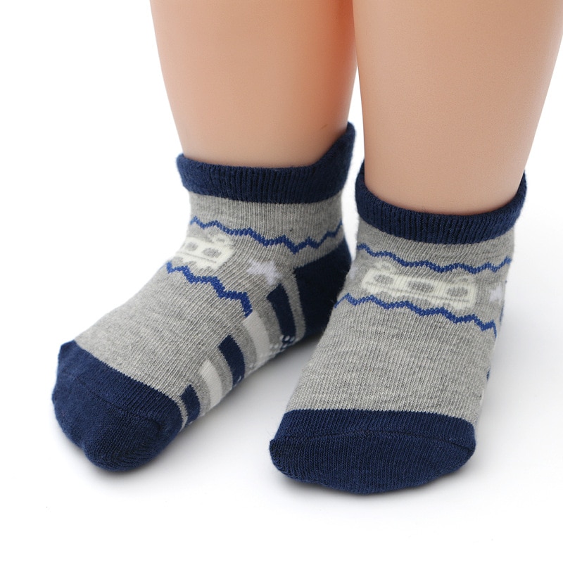 5 par / parti babysokker bomuldsbundstrømper drengebarn korte skridsikre sokker