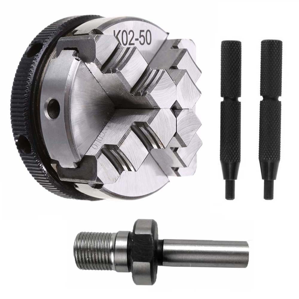 Lathe Chuck 50mm Mini 4 Jaw Reversible Self-Centering Thread Mount Lathe Chuck K02-50 +Chuck connecting rod