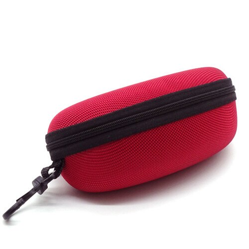 Gafas de sol con cremallera resistente a la presión, Estuche portátil duro, caja de anteojos, funda, bolsa, accesorios de viaje, bolsas de almacenamiento: Rojo