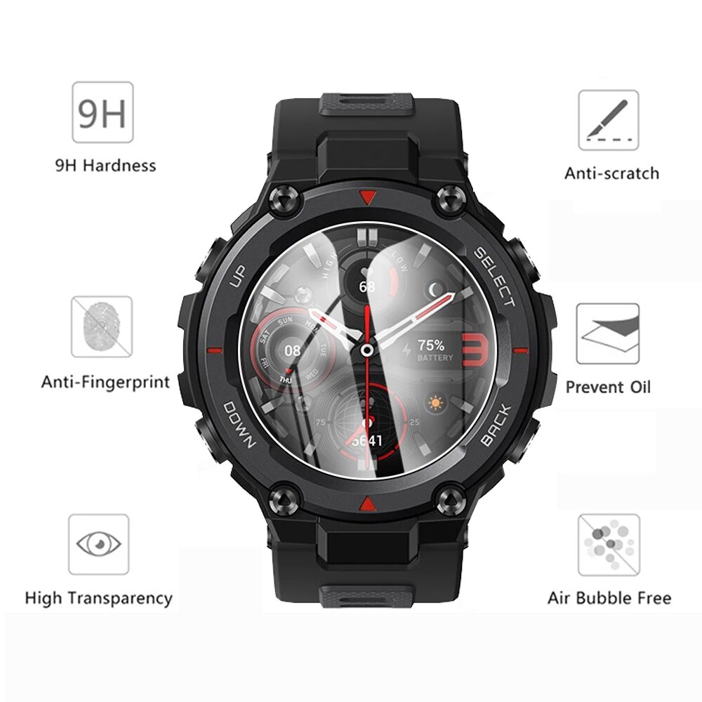 Suoja karkaistu lasi xiaomi amazfit t rex pro näytönsuoja amazfit trex t-rex pro suojalasikalvo