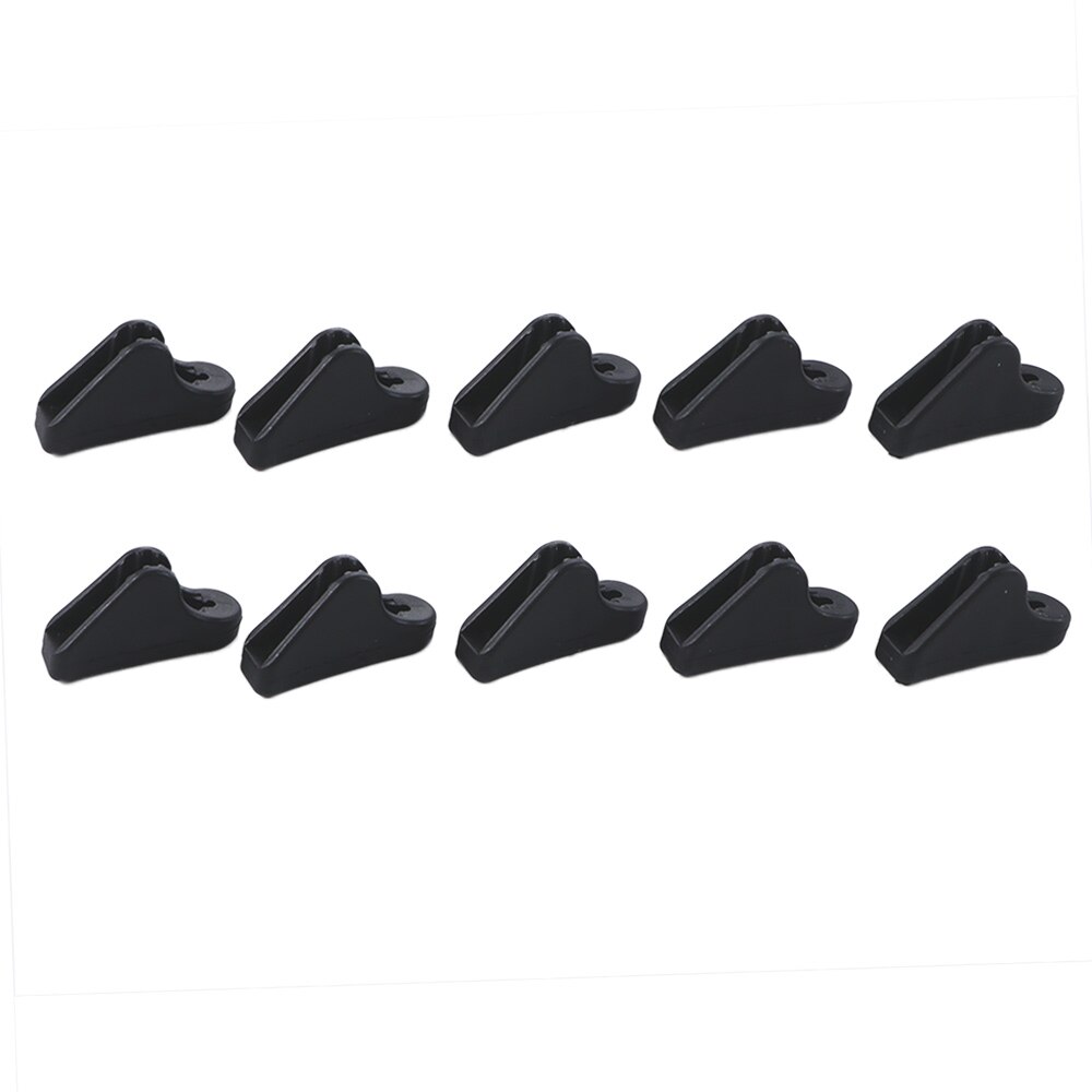 10 pcs outdoor mountain camping tent awning plastic wind rope buckle triangles pull rope buckle outdoor tent accessories: Black-lagre