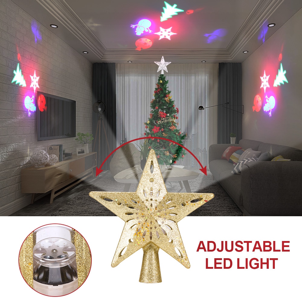 Christmas Tree Top Halloween Projector Light Star Shape LED Snowstorm Snowman Stripe RGB Projector Lights Xmas Party Decoration