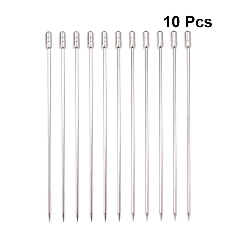 10 Pcs 304 Stainless Steel Food Picks Reusable Cylinder Shaped Cocktail Picks Dessert Fruit Picks For Dinner Party BBQ