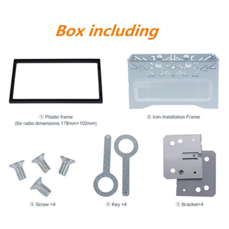 Universal 2 DIN Double DIN Metal Radio Bezel Mounting Frame With Built-in Tray