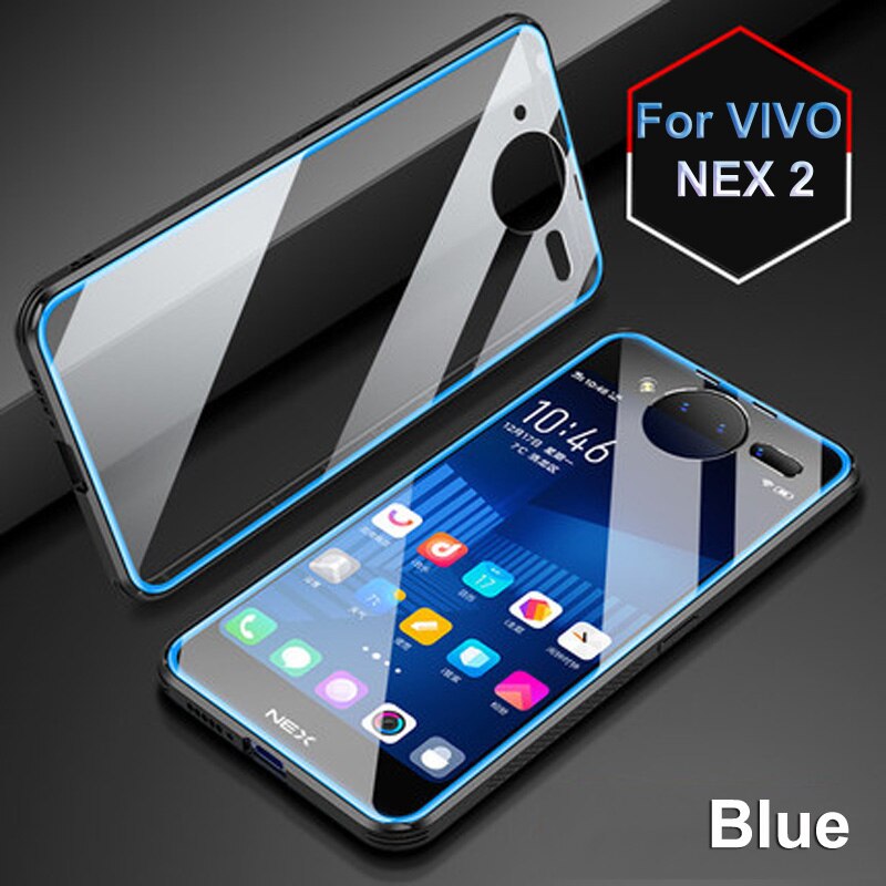 per vivo Nex 2 custodia a doppio schermo coque coperchio posteriore antiurto per vivo NEX2 NEX 2 custodia per telefono in vetro temperato per NEX doppio Schermo: Blu