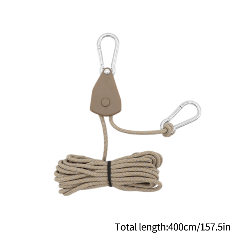 4 st justerbara 4m nylon tältrep justerbart snöre upphängande för tältfläkt utomhusmarkis vindrep fastspänning campingtillbehör: Brun
