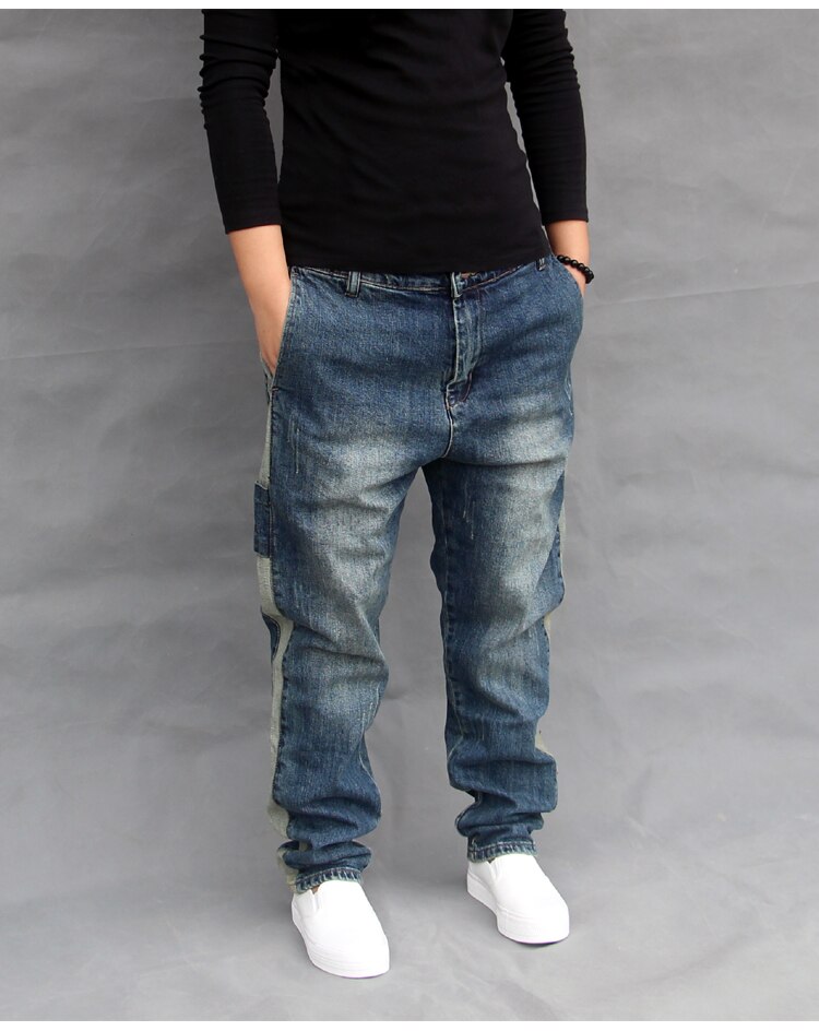 Trendy plus size 42 herre baggy skateboard denim bukser mandlige streetwear dans harem jean bukser store skridt joggers fsh 18