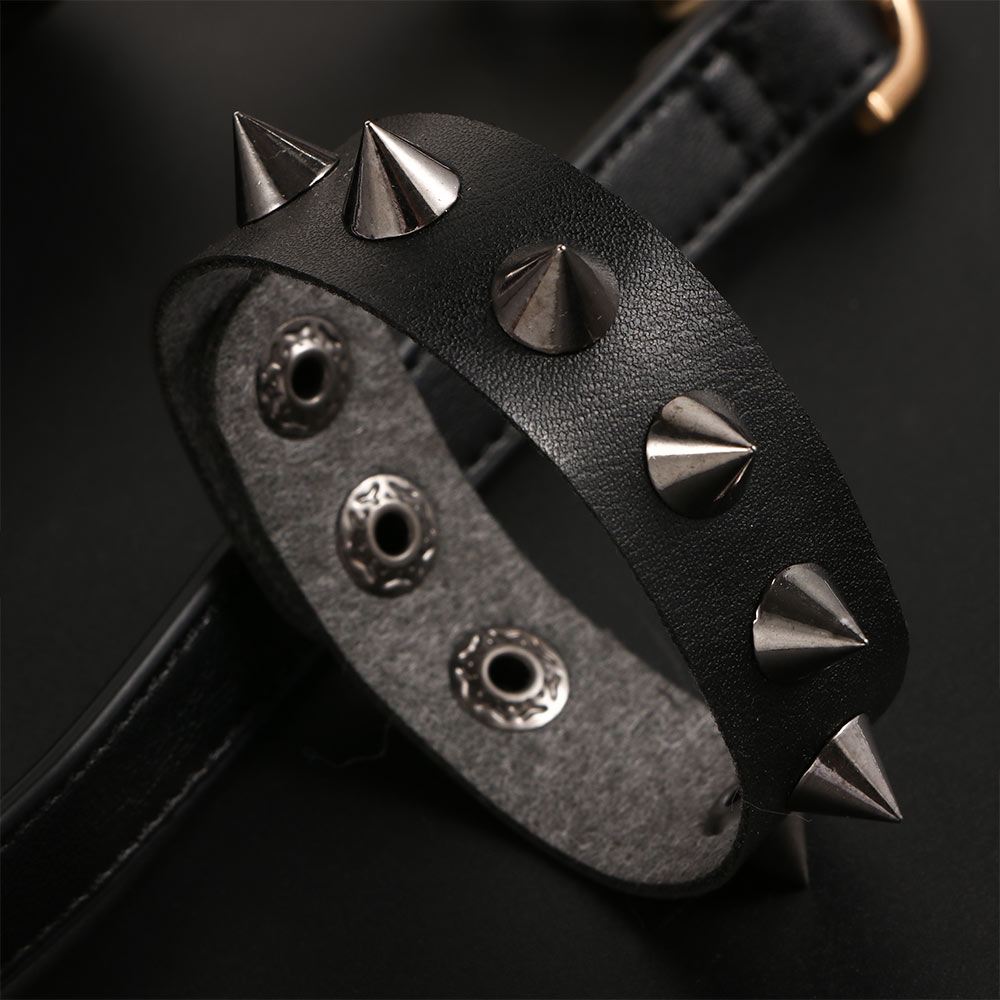 Spikes Klinknagel Stud Brede Manchet Pu Lederen Punk Gothic Rock Unisex Lederen Armband Bangles Polsband Mannen Unisex Sieraden