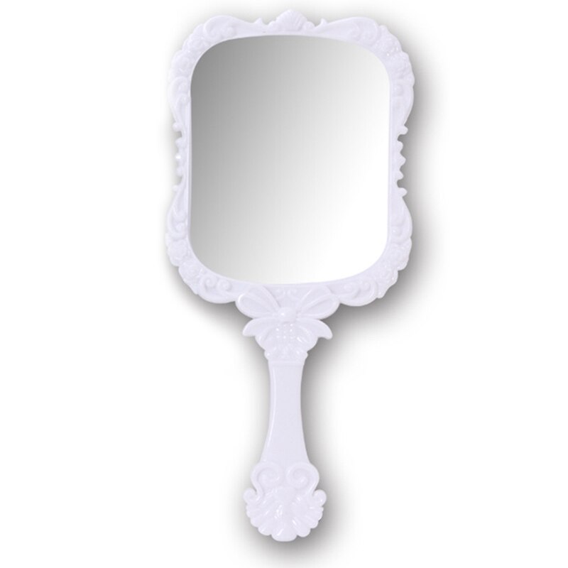 Schattige vlinder make-upspiegel van plastic, vintage vierkante vorm, handzame, draagbare cosmetische spiegels, retro patroon schoonheidsspiegel: Wit-l