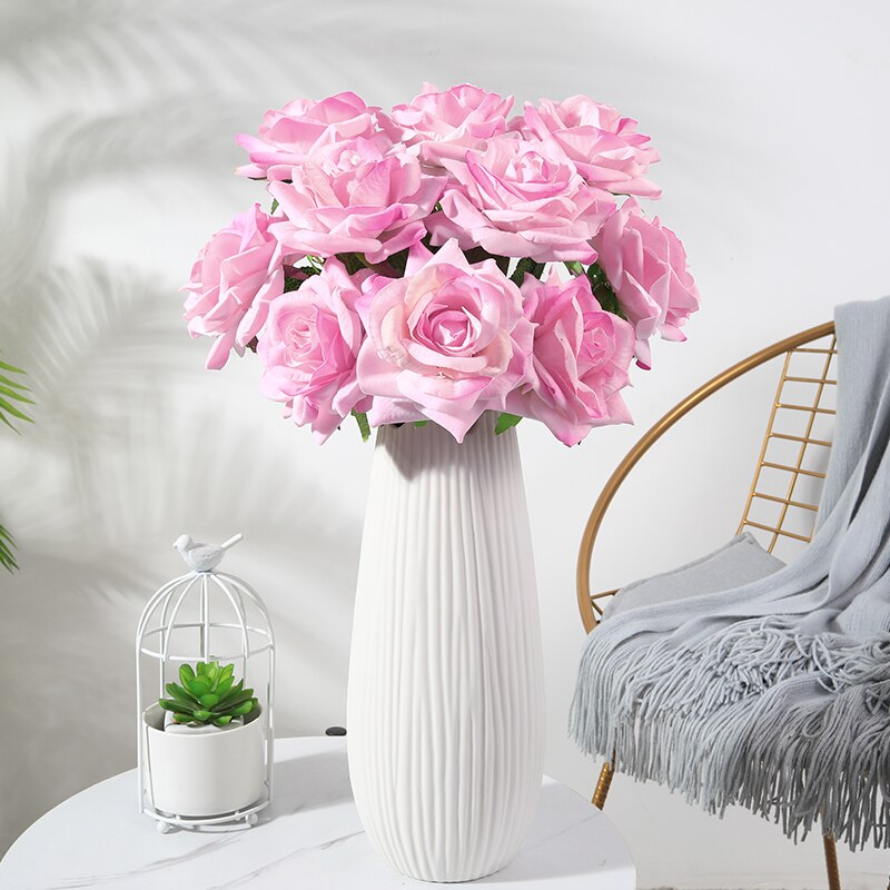 10 Pcs Rose Artificielle Flower Silk Rose Flower 50cm High Wedding Flowers Decoration Luxury Home Decor Valentine Day