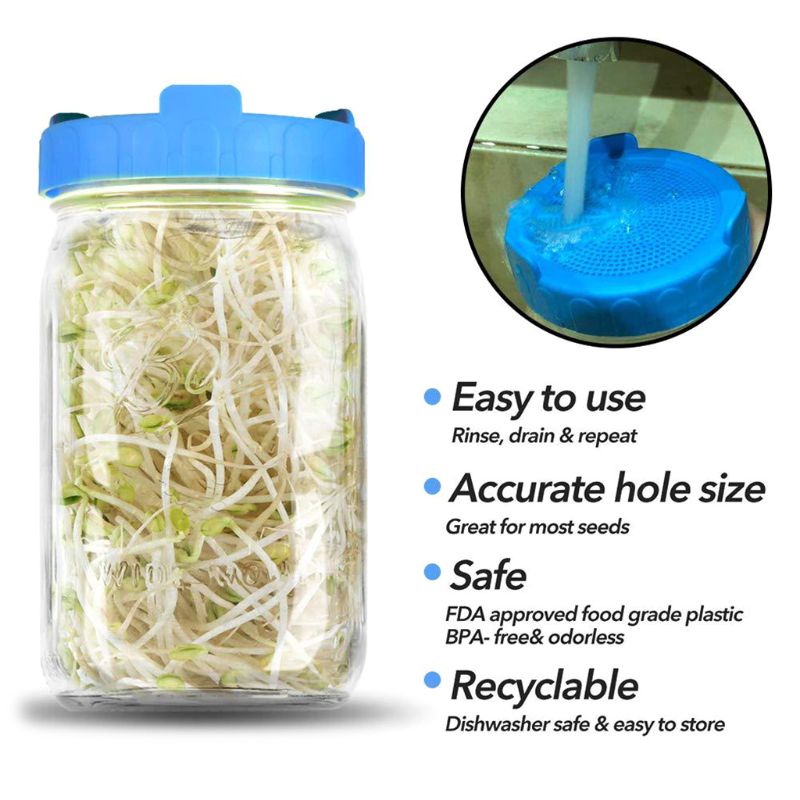 Plastic Sprouting Lid Mesh Cover for 86mm Wide Mouth Mason Sprout Jars Strainer