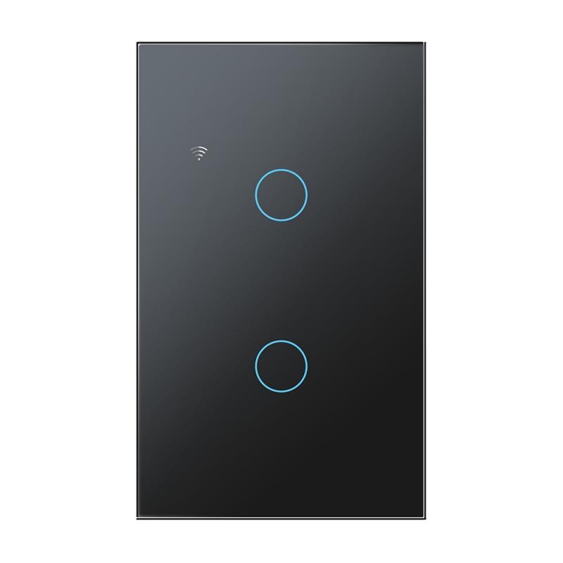 Tuya Wifi Smart Light Touch Switch 1/2/3/4 Gang 100-250V Tuya Smart Life APP Remote Control Work With Alexa Google Home: black 2 gang