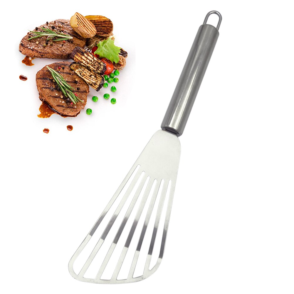 Håndholdt slikkepott rustfritt stål flerbruks slisset tynn fisk varmebestandig ikke-pinne steking grilling kokekar