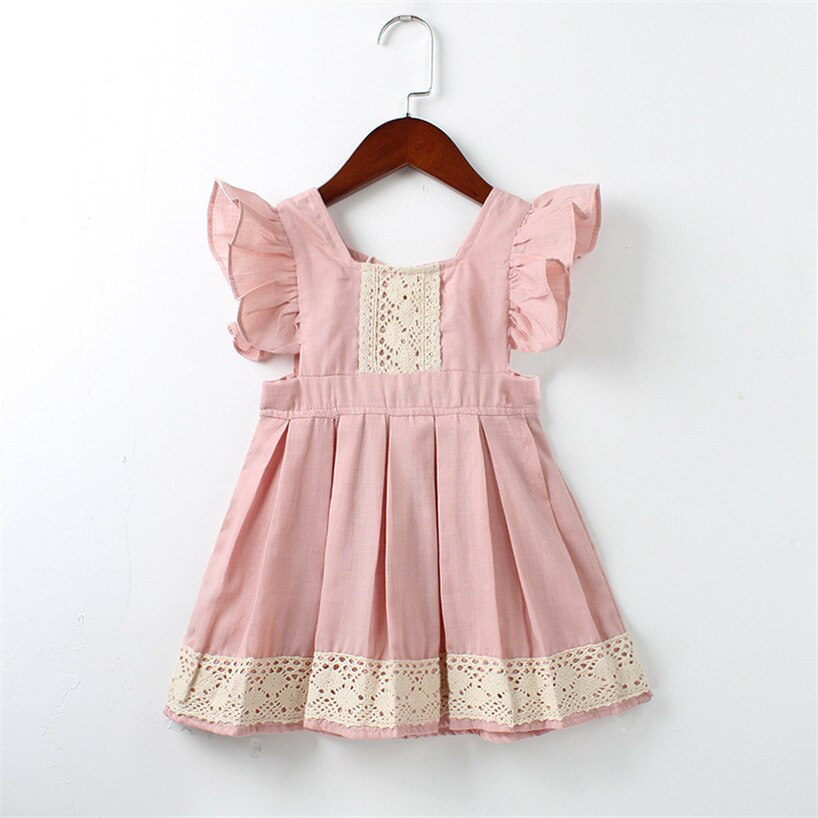 Jenter sommerkjole vintage volanger blonder plisserte kjoler bohem stil strandkjole småbarn babyklær 1-6 år: 12m
