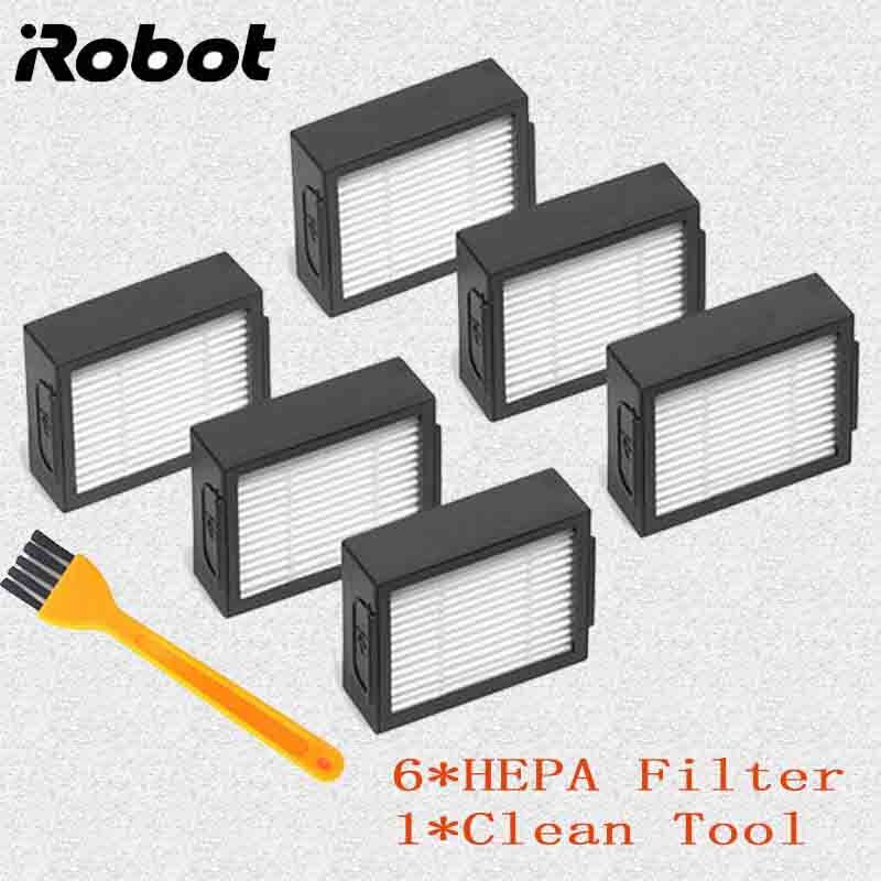 Tilbehør hepa-filter sidebørstebørsterull for irobot roomba  i7 e5 e6 i- serien robotstøvsuger reservedeler: 6 stk