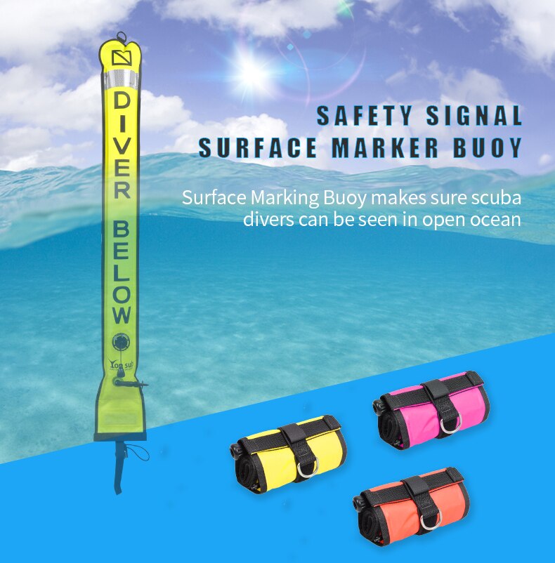 YonSub Scuba SMB Diving Surface Marker Buoy with High Visibility Inflatable Float Safety Sausage Signal Tube Signal Tube