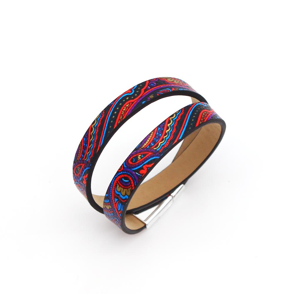 D &amp; D Charm Etnische Vrouwen Geometrische Meisje Trendy Print Wrap Lederen Armbanden Vrouwen Vintage Armband Vrouwelijke Bruiloft Sieraden