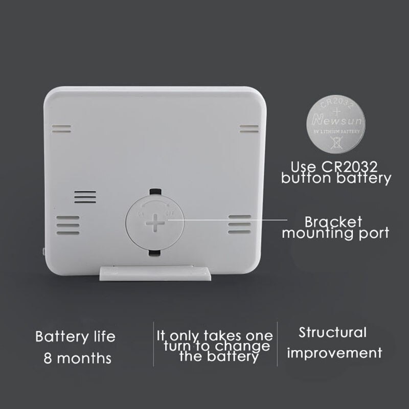 Electronic Desk Clock Ultra-thin Digital Temperature Humidity Table Clock Automatic Monitoring Large LCD Screen Multifunction/