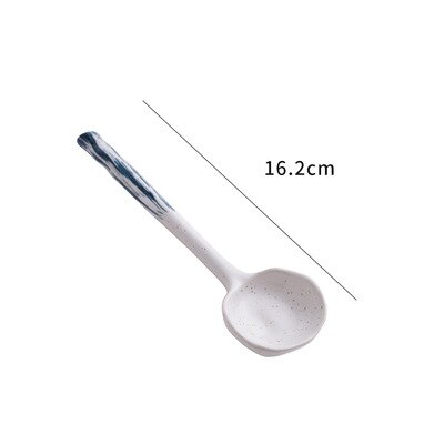 Ceramic Soup Spoon Japanese Tableware Eating Spoon Long handle Spoons Kitchen Cooking Utensil Tool Teaspoon For Kicthen: Silver
