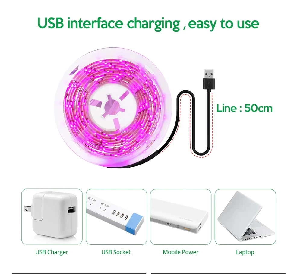 USB Led Grow Strip Phyto Lamp Licht Volledige Spectrum Plantengroei Licht Kas Phytolamp voor Planten Hydrocultuur Groeisysteem