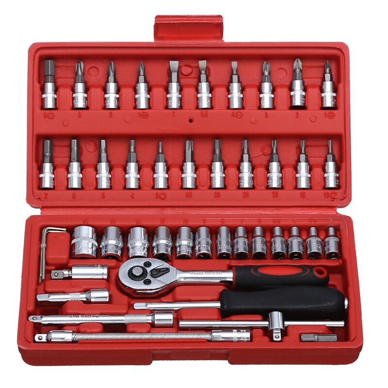 Socket Wrench Tools Key Hand Tool Set Spanner Wrench Socket Hand Tools Wrenches Garage Tools Car Wrenchs Universal GDeals: Red