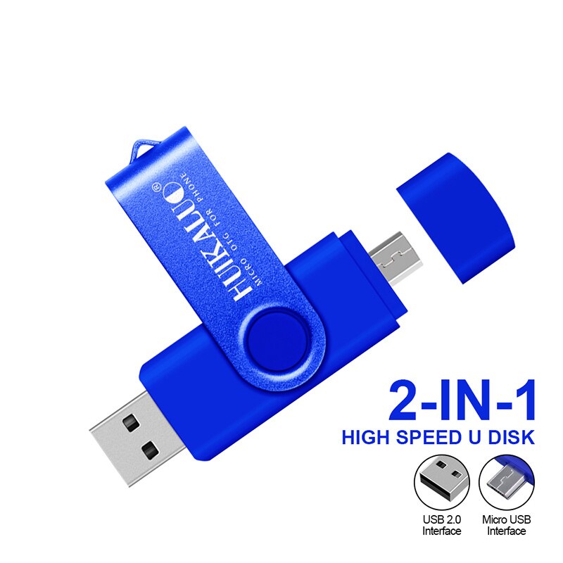 Movimentação alta 2.0 16gb 32gb 64gb 128gb 2 do flash de usb de quanlity otg micro em 1 disco pendrive pendrive u da vara de usb da memória da movimentação do flash: 64GB / Azul