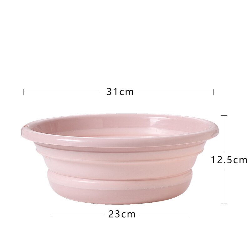 Plastfolie bassin nordisk bærbar udendørs håndvask stort husholdnings håndvask, der kan trækkes tilbage: Medium (lyserød)
