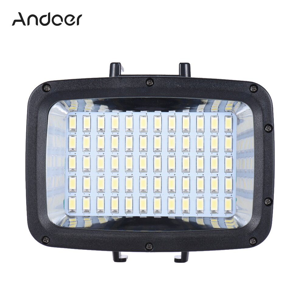 Andoer 12W 3 Mode 5500K Fill-in LED Light Lamp Diving 40m 2pcs 2000mAh Battery Mounting Base 3 Filter for GoPro Hero Xiaomi Yi