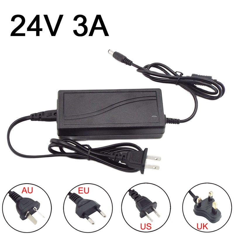 Alimentation 24V 3A 3000ma AC DC adaptateur convertisseur chargeur 100-240V, alimentations de commutation pour caméra CCTV LED bande lumineuse Q1